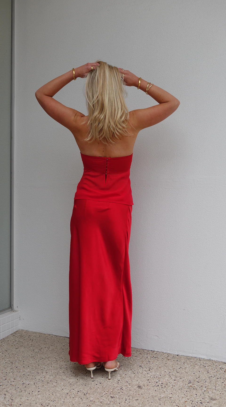 RICKY MIDI SKIRT RED