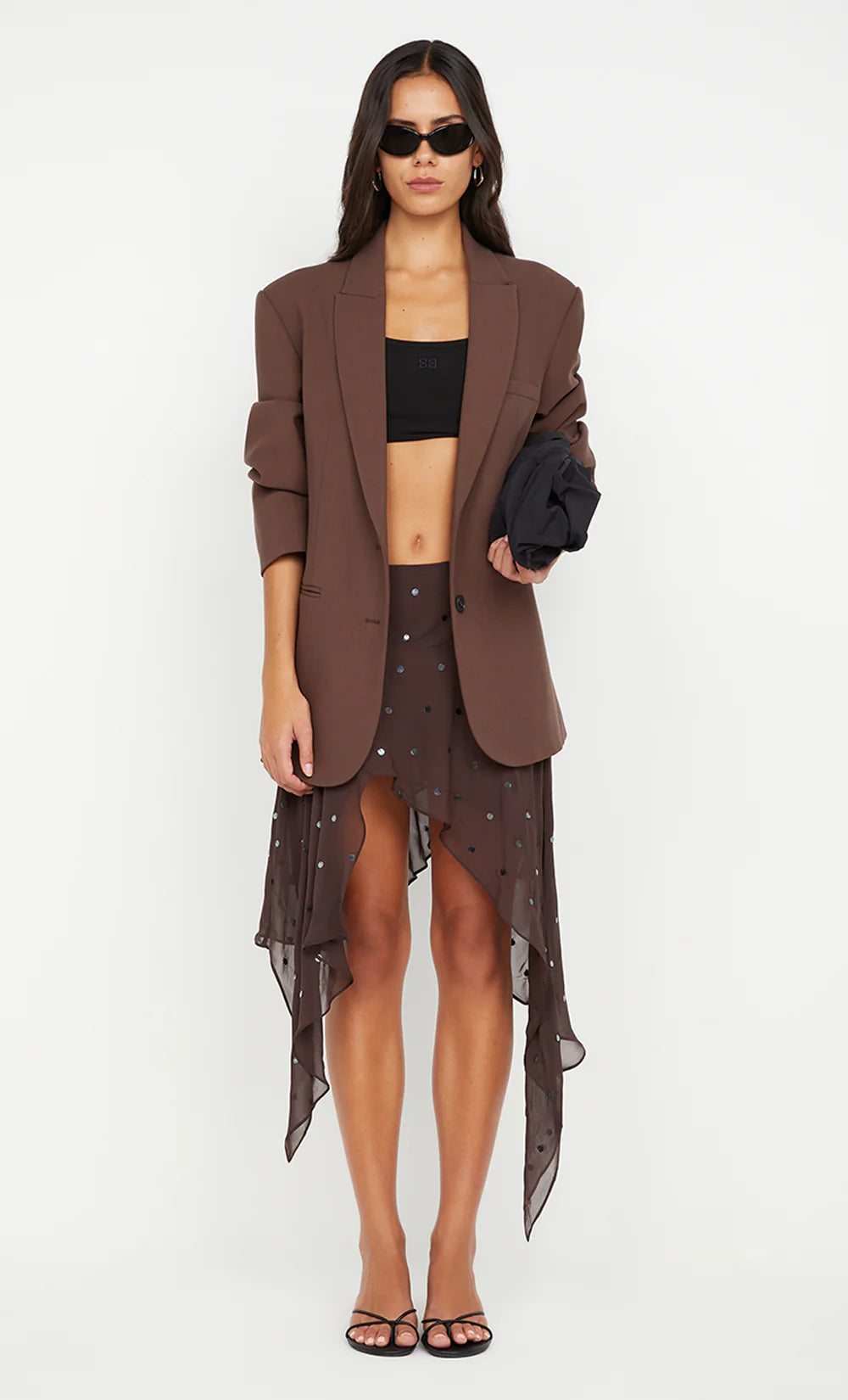 DARK CHOC ARIELLE ASYM SKIRT SEQUIN