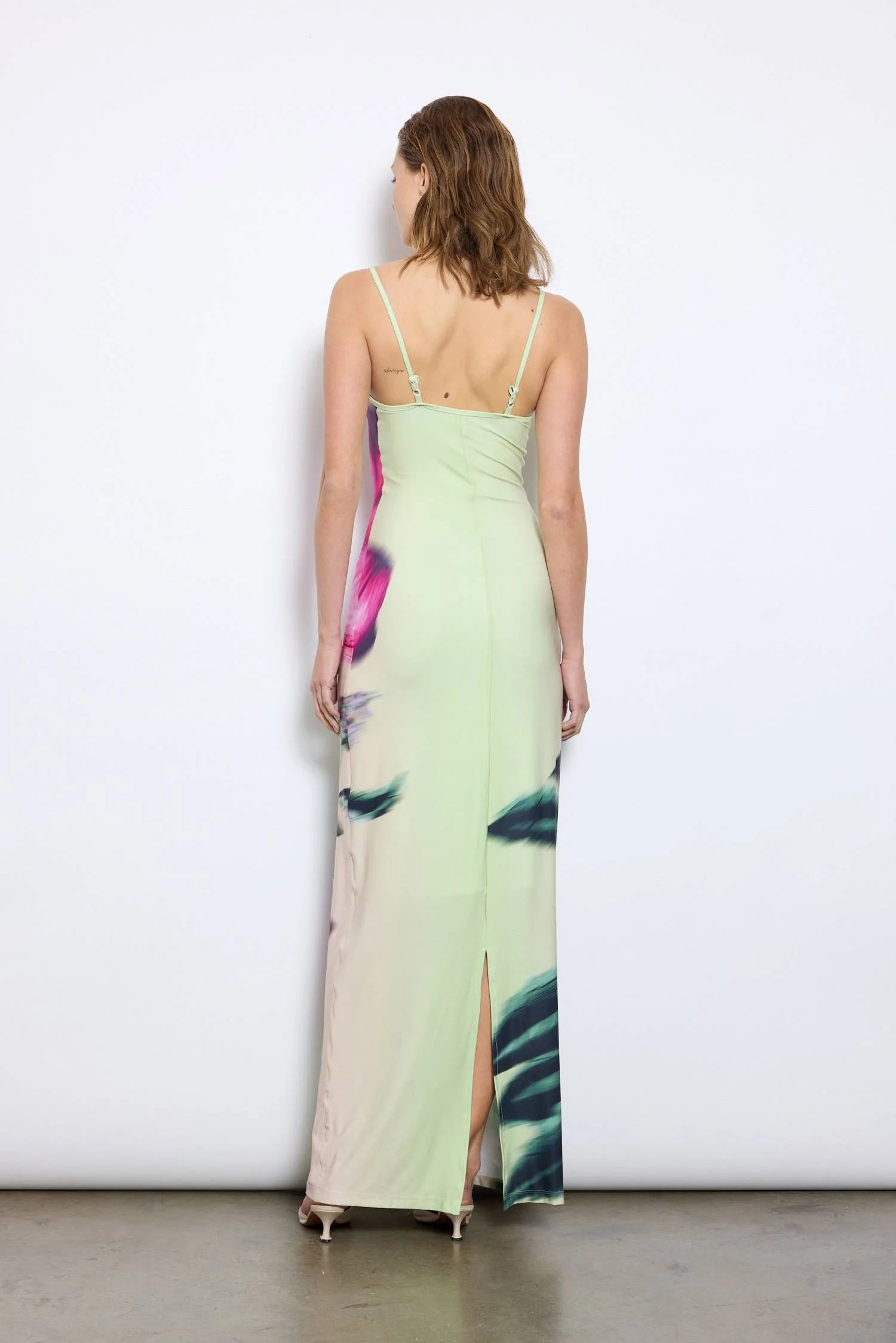 SLIP DRESS LIME FLORAL
