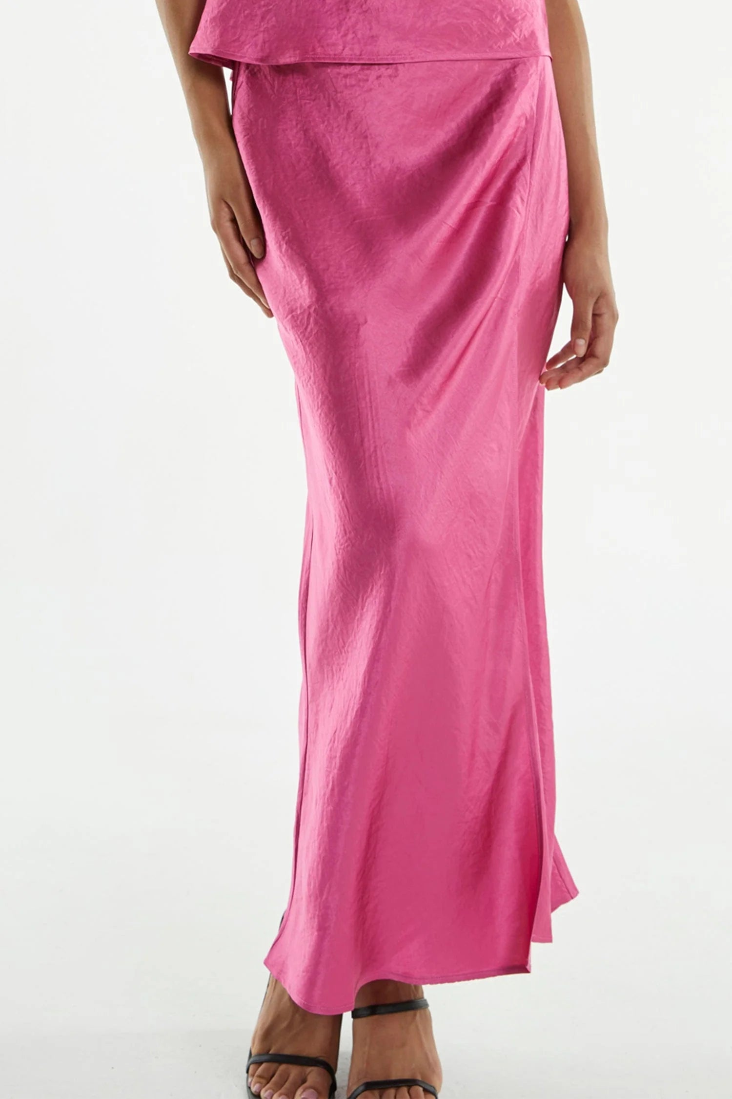 CRUSH BIAS SPLIT MAXI SKIRT