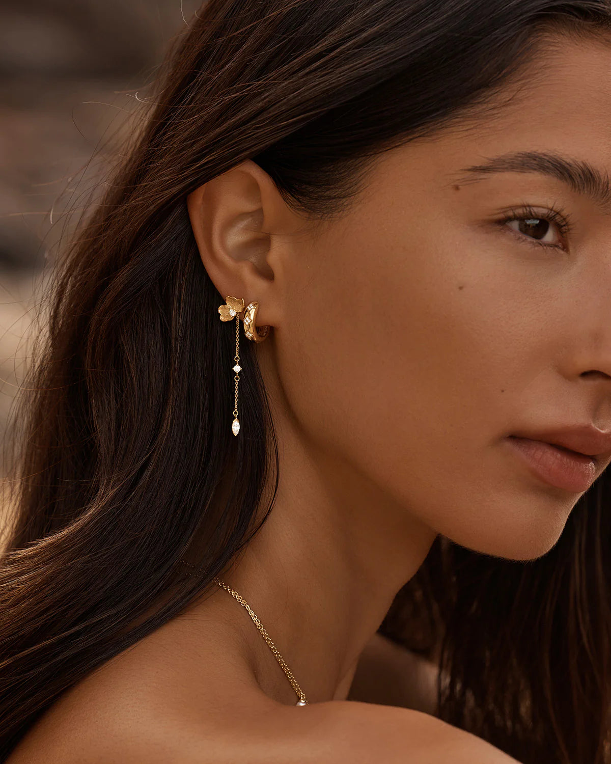 SERENE LOTUS CHAIN EARRINGS