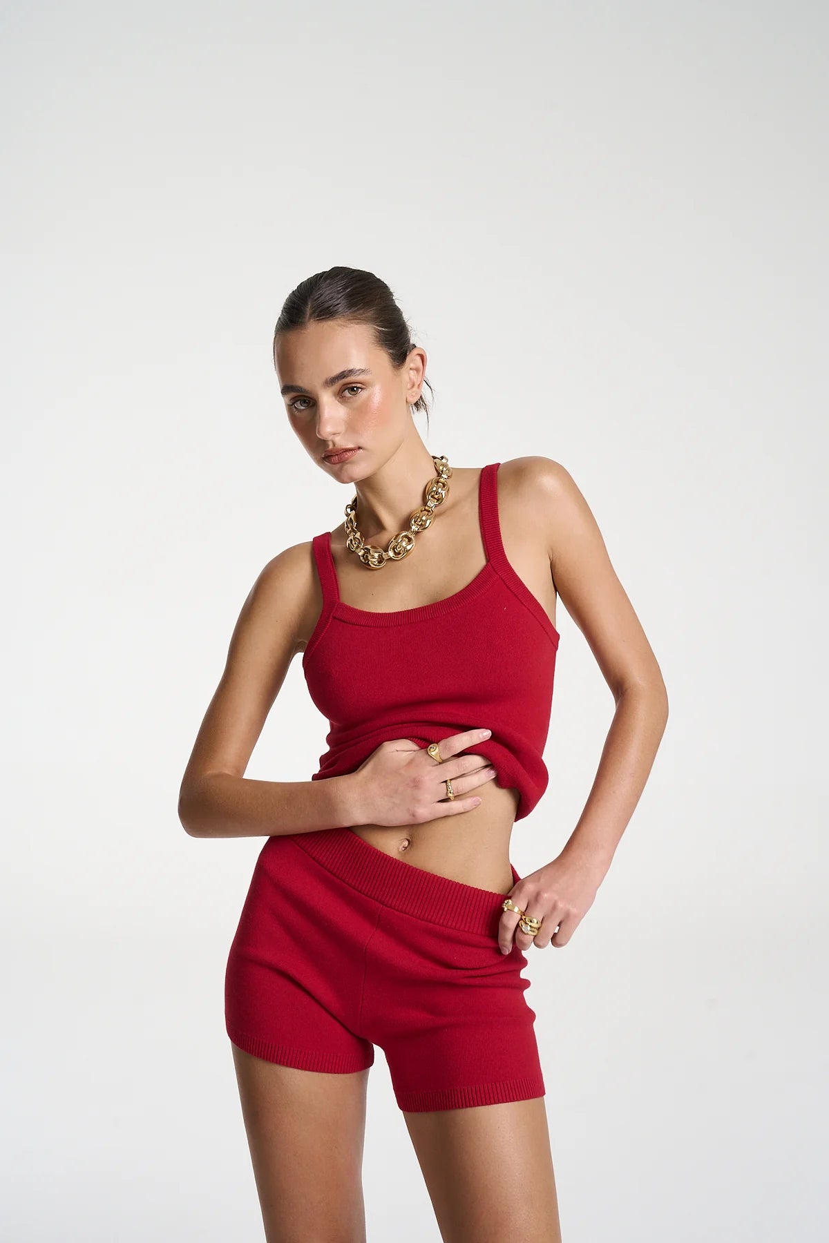 KNIT SINGLET CARDINAL RED