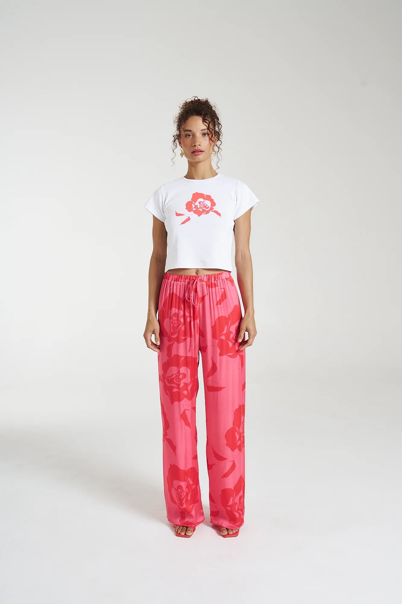 ELASTIC WAIST PANTS ROSE